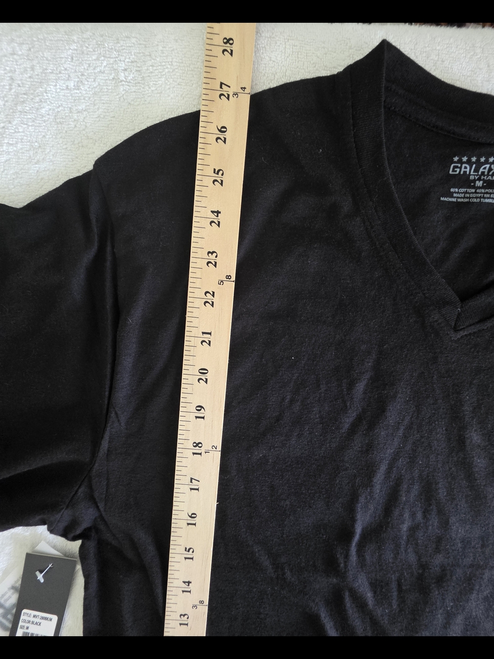 Galaxy By Harvic Men’s Black V-Neck Tee - Solid Black - Picture 5 of 6